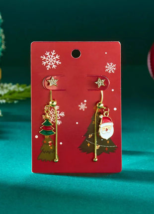 Christmas Santa Asymmetrical Drop Earrings - MimiStylez