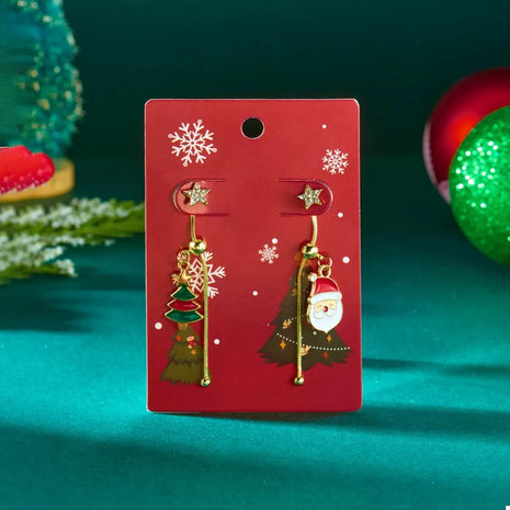 Christmas Santa Asymmetrical Drop Earrings - MimiStylez