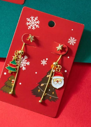 Christmas Santa Asymmetrical Drop Earrings - MimiStylez