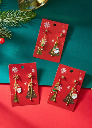 Christmas Santa Asymmetrical Drop Earrings - MimiStylez