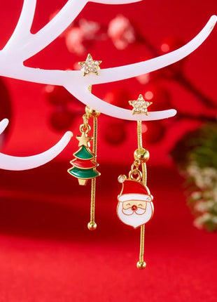 Christmas Santa Asymmetrical Drop Earrings - MimiStylez