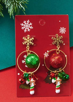 Christmas Snowflake Dangle Earrings with Colorful Beads - MimiStylez