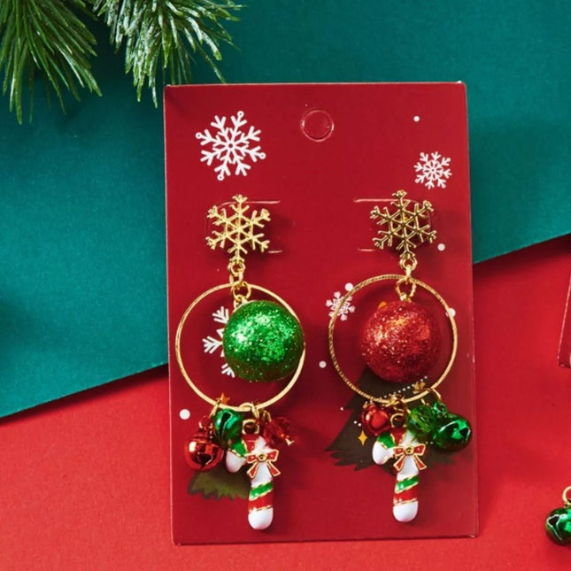Christmas Snowflake Dangle Earrings with Colorful Beads - MimiStylez