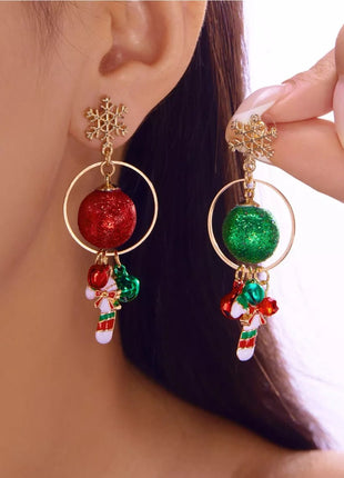 Christmas Snowflake Dangle Earrings with Colorful Beads - MimiStylez