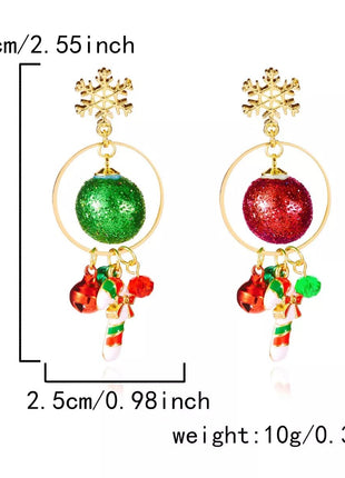 Christmas Snowflake Dangle Earrings with Colorful Beads - MimiStylez