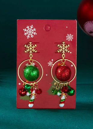 Christmas Snowflake Dangle Earrings with Colorful Beads - MimiStylez