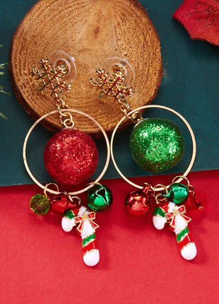Christmas Snowflake Dangle Earrings with Colorful Beads - MimiStylez