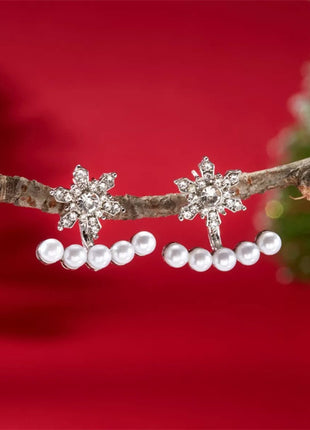 Christmas Snowflake Pearl Earrings - MimiStylez