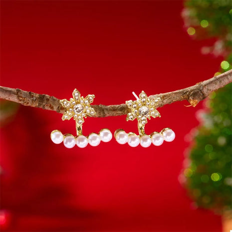 Christmas Snowflake Pearl Earrings - MimiStylez