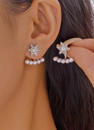 Christmas Snowflake Pearl Earrings - MimiStylez