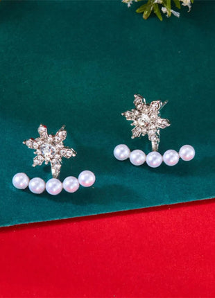 Christmas Snowflake Pearl Earrings - MimiStylez