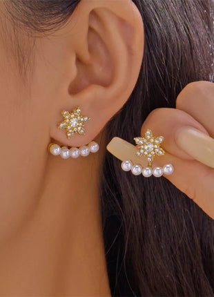 Christmas Snowflake Pearl Earrings - MimiStylez