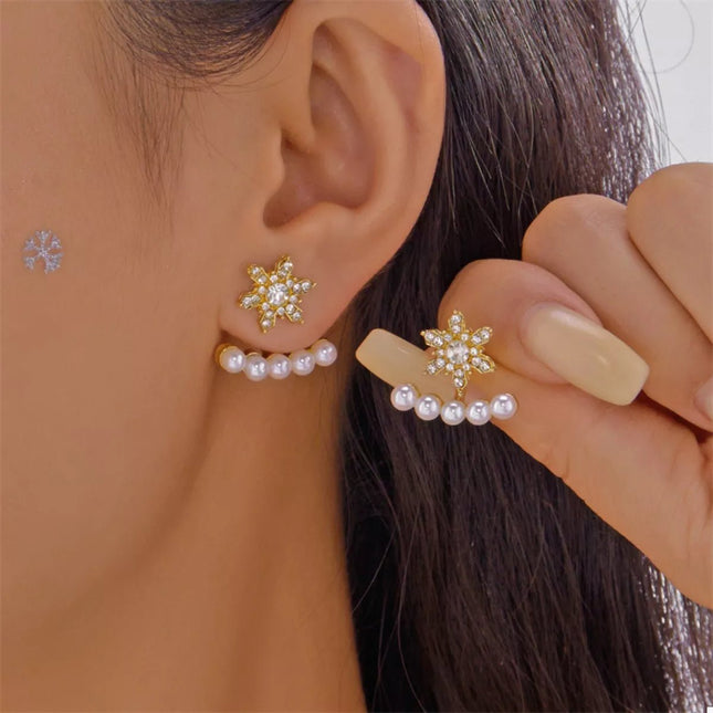 Christmas Snowflake Pearl Earrings - MimiStylez