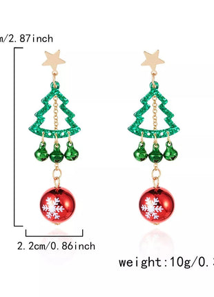 Christmas Tree Ball Drop Earrings - MimiStylez