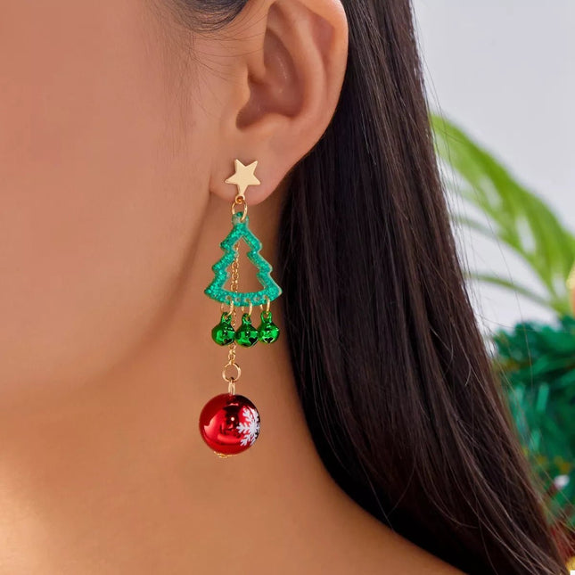 Christmas Tree Ball Drop Earrings - MimiStylez