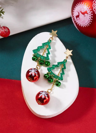 Christmas Tree Ball Drop Earrings - MimiStylez