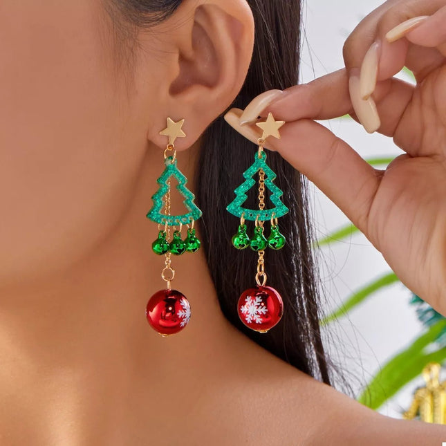 Christmas Tree Ball Drop Earrings - MimiStylez