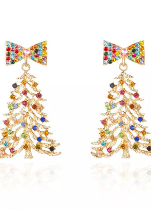 Christmas Tree Bow Drop Earrings - MimiStylez