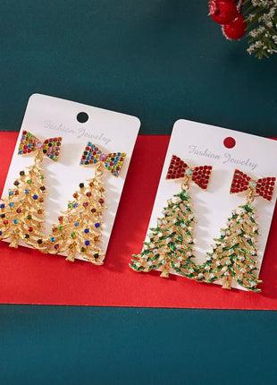 Christmas Tree Bow Drop Earrings - MimiStylez