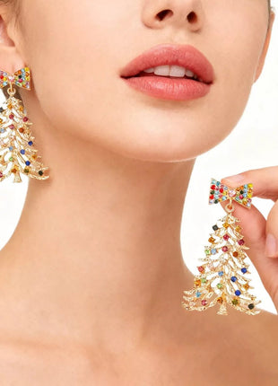 Christmas Tree Bow Drop Earrings - MimiStylez