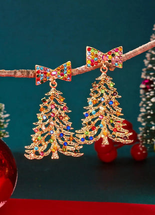 Christmas Tree Bow Drop Earrings - MimiStylez