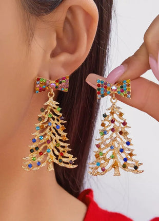 Christmas Tree Bow Drop Earrings - MimiStylez