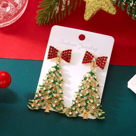 Christmas Tree Bow Drop Earrings - MimiStylez