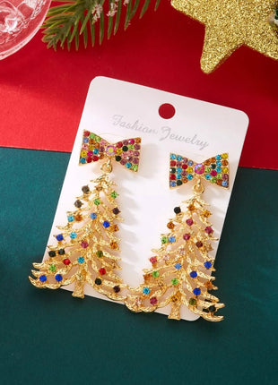 Christmas Tree Bow Drop Earrings - MimiStylez