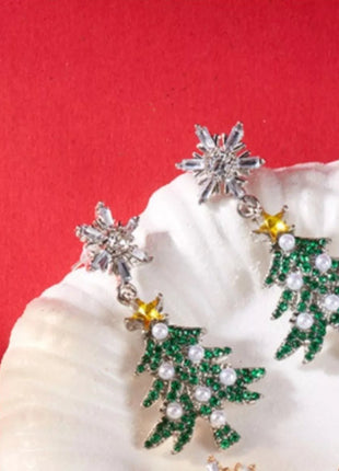 Christmas Tree Snowflake Dangle Earrings - MimiStylez