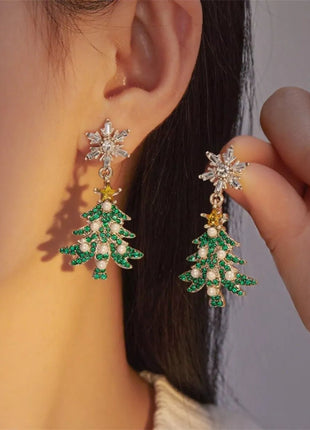 Christmas Tree Snowflake Dangle Earrings - MimiStylez