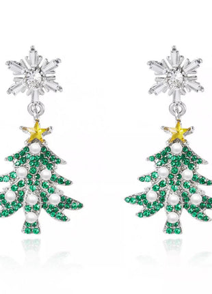 Christmas Tree Snowflake Dangle Earrings - MimiStylez