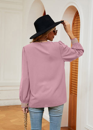 Contrast Puff Sleeve Blouse - MimiStylez