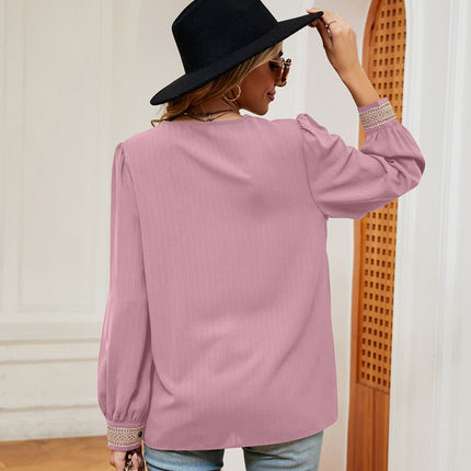 Contrast Puff Sleeve Blouse - MimiStylez
