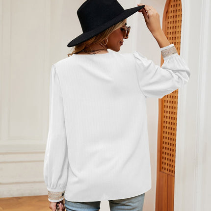 Contrast Puff Sleeve Blouse - MimiStylez