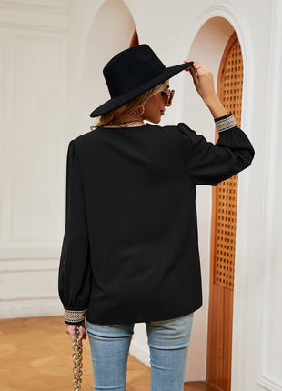 Contrast Puff Sleeve Blouse - MimiStylez