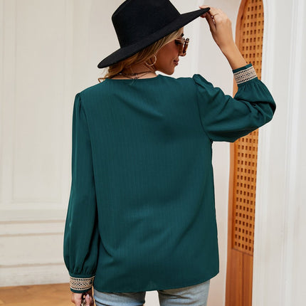 Contrast Puff Sleeve Blouse - MimiStylez
