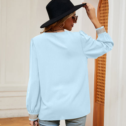 Contrast Puff Sleeve Blouse - MimiStylez