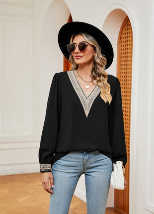 Contrast Puff Sleeve Blouse - MimiStylez