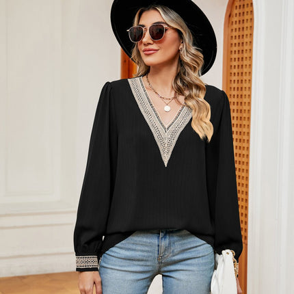 Contrast Puff Sleeve Blouse - MimiStylez