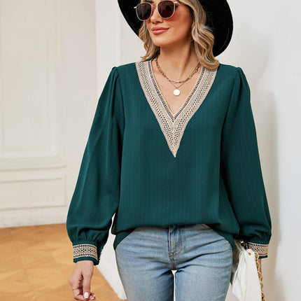 Contrast Puff Sleeve Blouse - MimiStylez