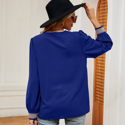 Contrast Puff Sleeve Blouse - MimiStylez