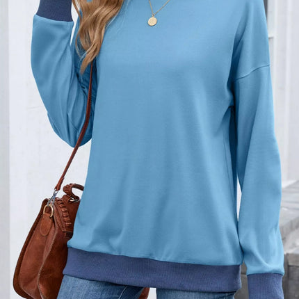 Contrast Trim Long Sleeve Sweatshirt - MimiStylez