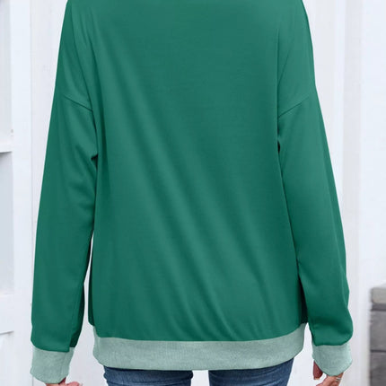 Contrast Trim Long Sleeve Sweatshirt - MimiStylez