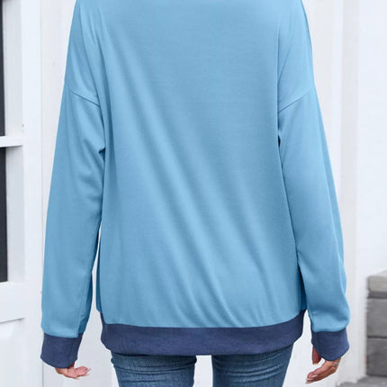 Contrast Trim Long Sleeve Sweatshirt - MimiStylez