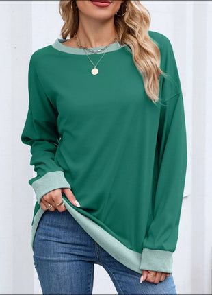 Contrast Trim Long Sleeve Sweatshirt - MimiStylez