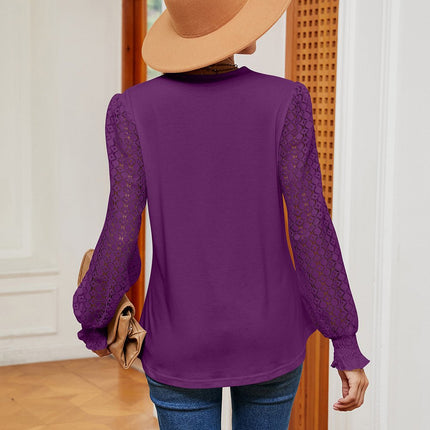 Contrast V - Neck Long Sleeve Blouse - MimiStylez