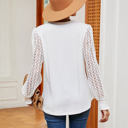 Contrast V - Neck Long Sleeve Blouse - MimiStylez