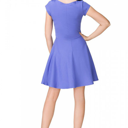 Cotton Knit Short Day Dress with Boat Neckline - MimiStylez