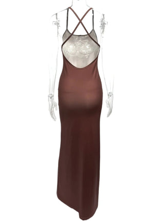 Crisscross Back Printed Maxi Dress - MimiStylez