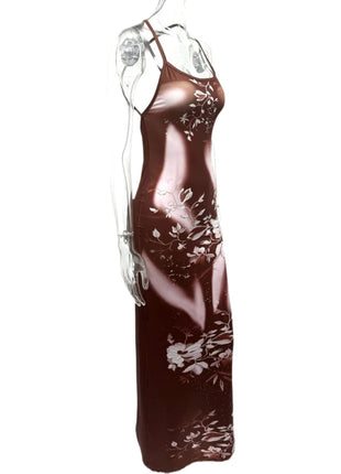 Crisscross Back Printed Maxi Dress - MimiStylez